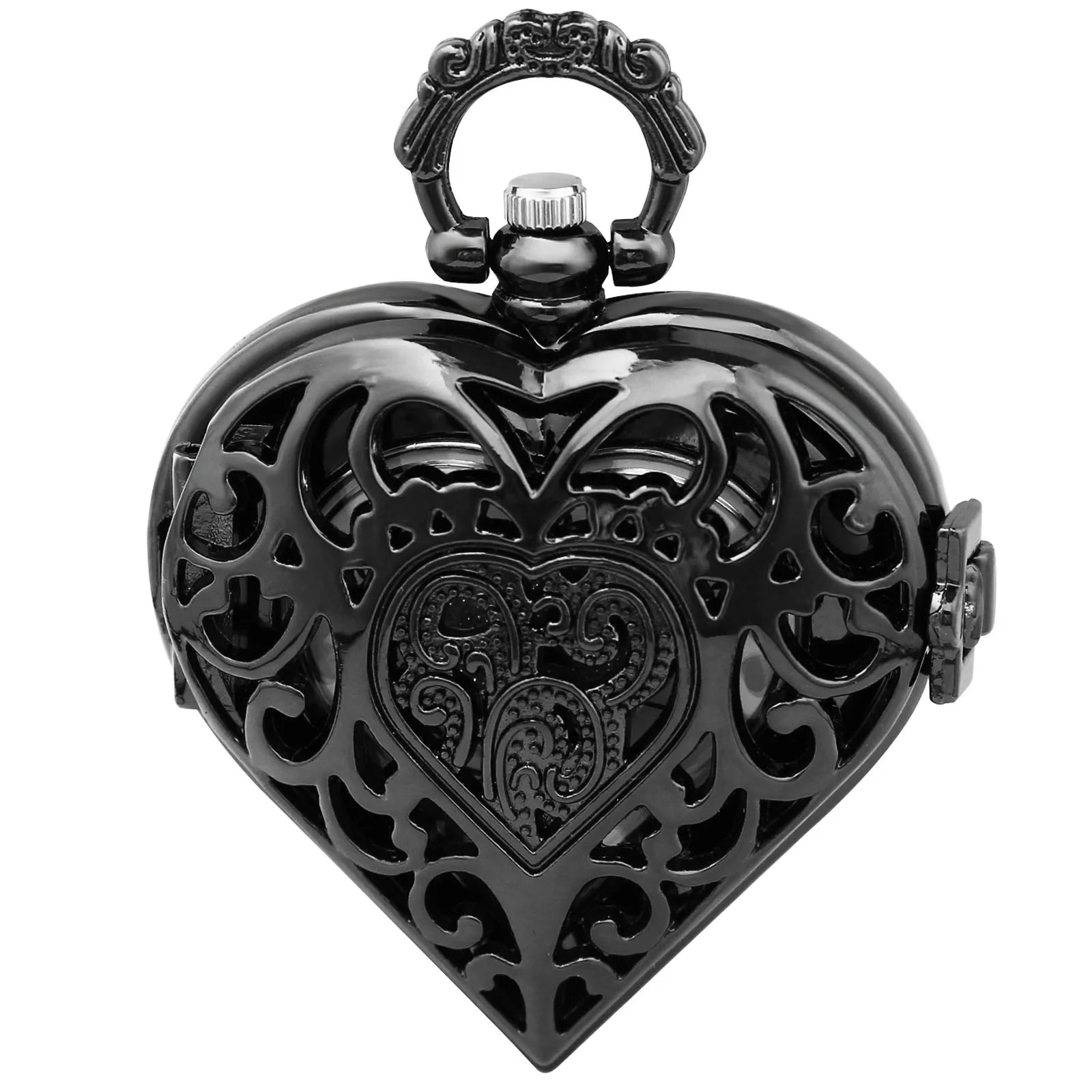 Exquisite Hollow Heart Design Pocket Watch Chain Steampunk Clock Vintage Necklace Pendant Jewelry Necklace Watch Men Women Gift