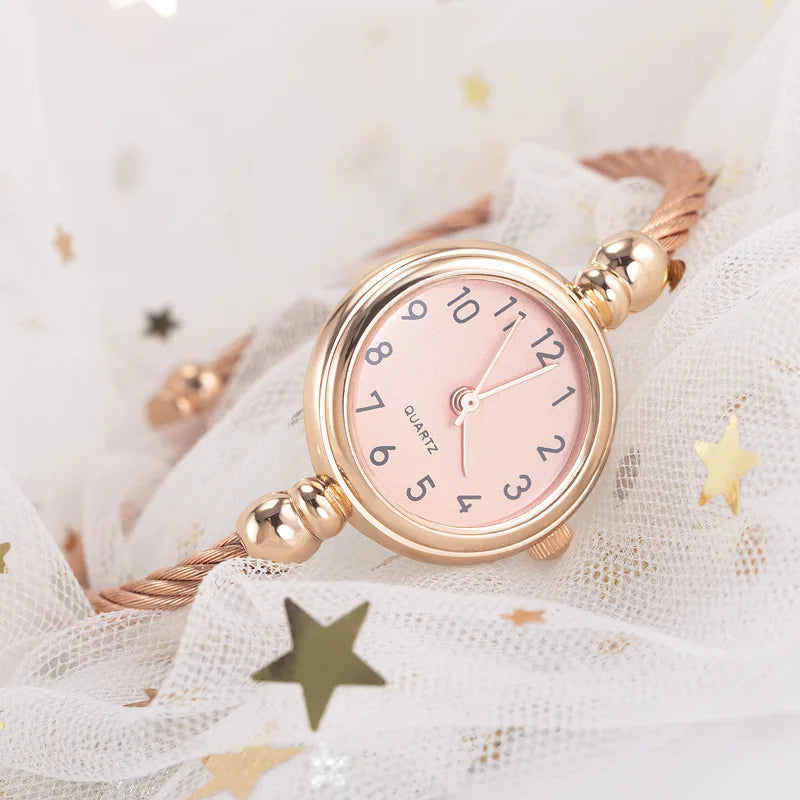2PCS Fashion Luxury Women's Watch Gold Fine Strap Ladies Watch For Bracelet Montre Femme Female Wrist Watch Women Clock Relojes