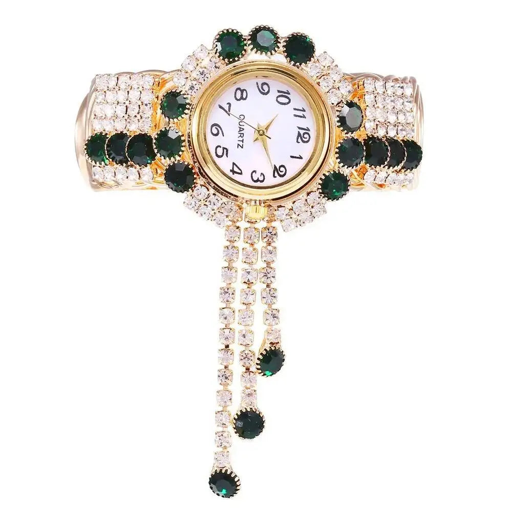 5PCS/Set Luxury Rhinestone Women Watches Fashion Adjustable Bangle Ladies Quartz Wristwatch Jewelry Set Reloj Mujer（Without Box）