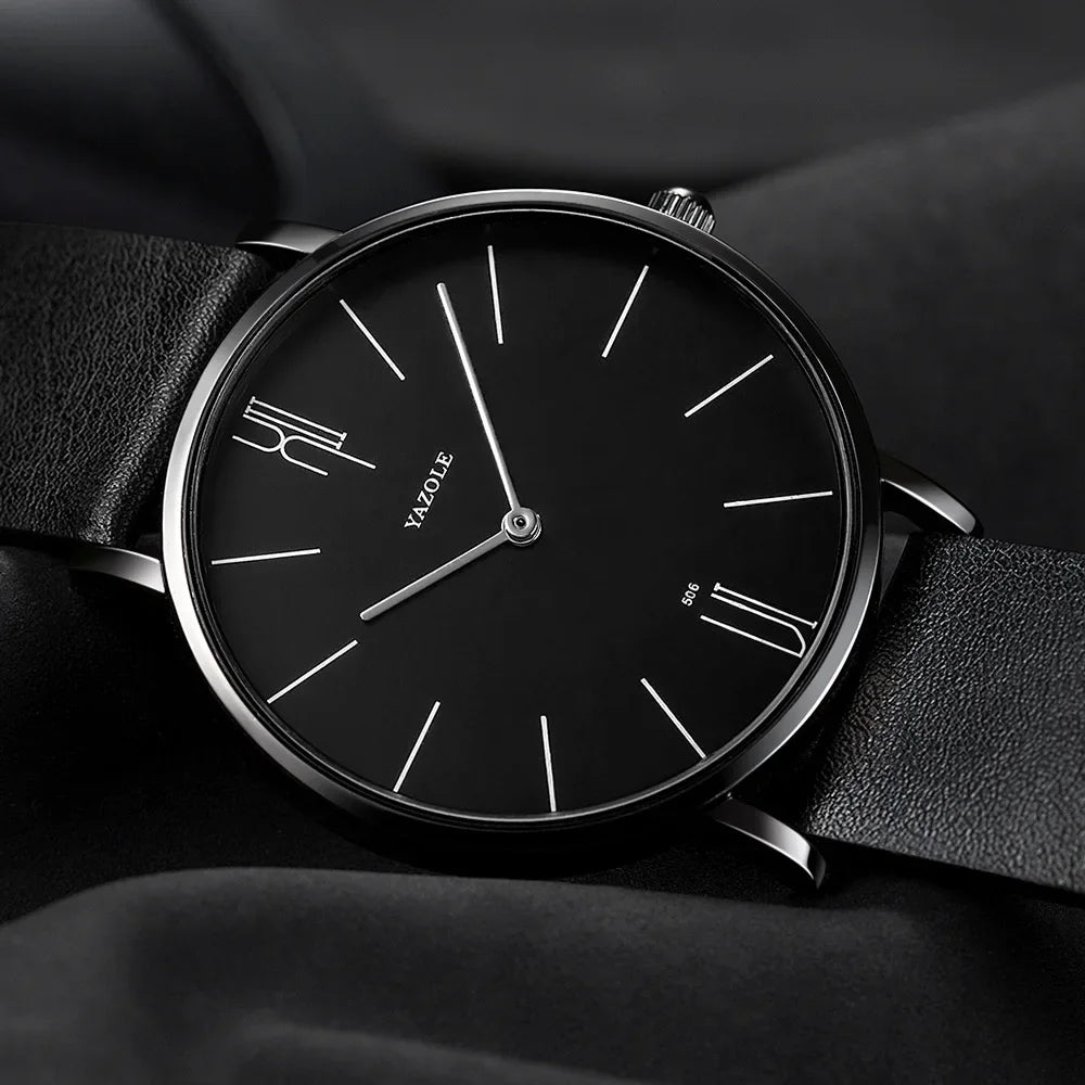 YAZOLE Men's Watches Classic Black Brown Quartz Wrist Watches for Men Women Leisure Simple Man Watch Clock Gift Reloj Hombre