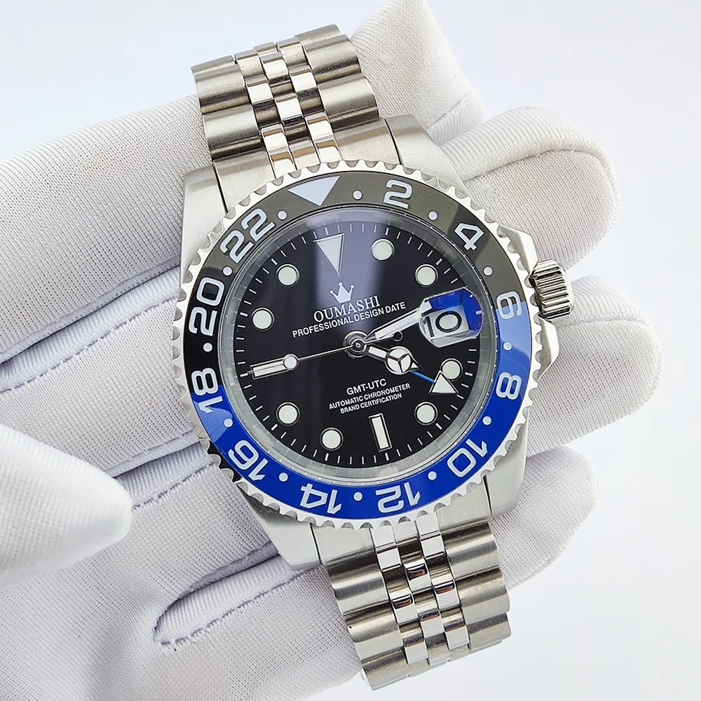 Luxury Men's Watches GMT Watches Sapphire Glass Waterproof Watches NH34 Movement Watches OUMASHI Watches Support Customized Logo