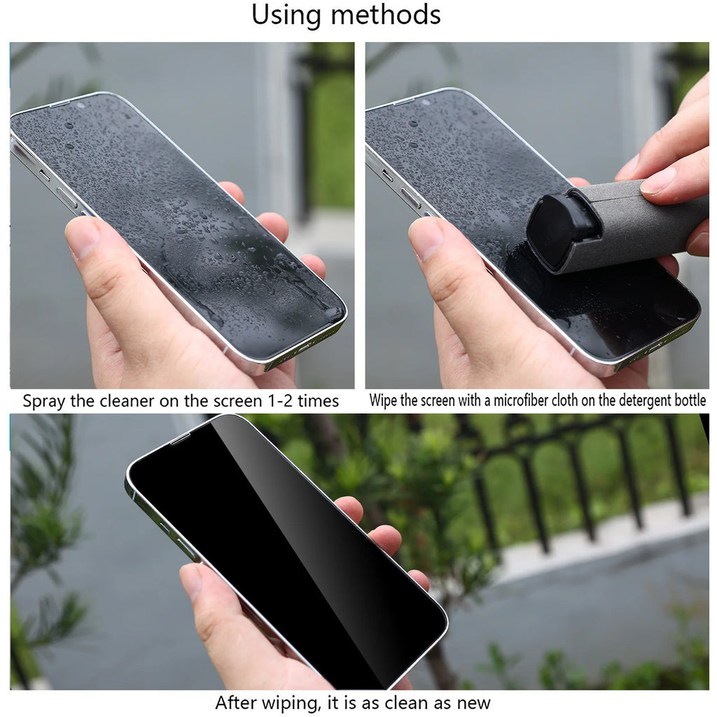 Screen Cleaner Touchscreen Mist Spray Portable Reusable Spray Bottle Microfiber Cleaner Wipe Multifunctional Phone Cleaning Tool