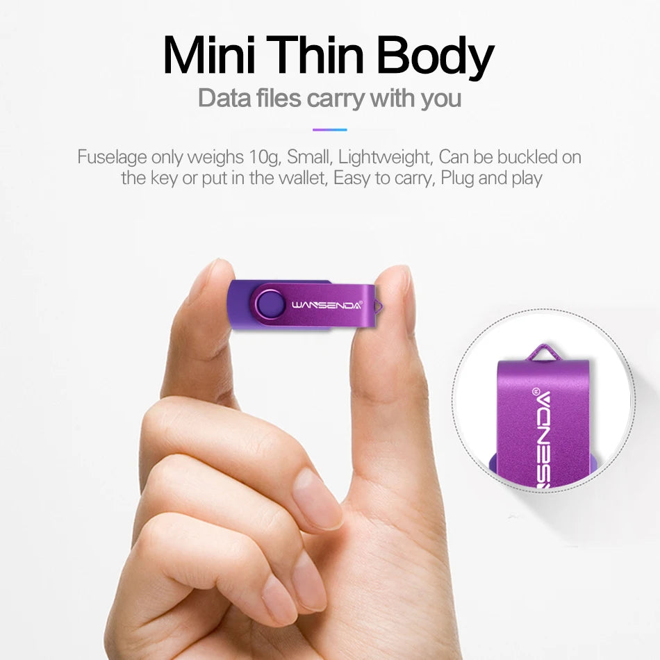 WANSENDA USB Flash Drive 3.0 Pen Drive 256GB 128GB 64GB 32GB 16GB 8GB 4GB Rotating Design Memory Stick Pendrive Cle USB Stick