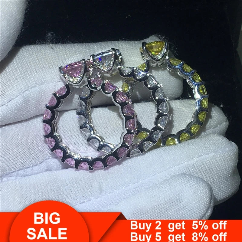 Vintage Court ring 925 sterling silver 7mm AAAA Zircon cz Statement Wedding Band Rings for women Bridal Finger Party Jewelry