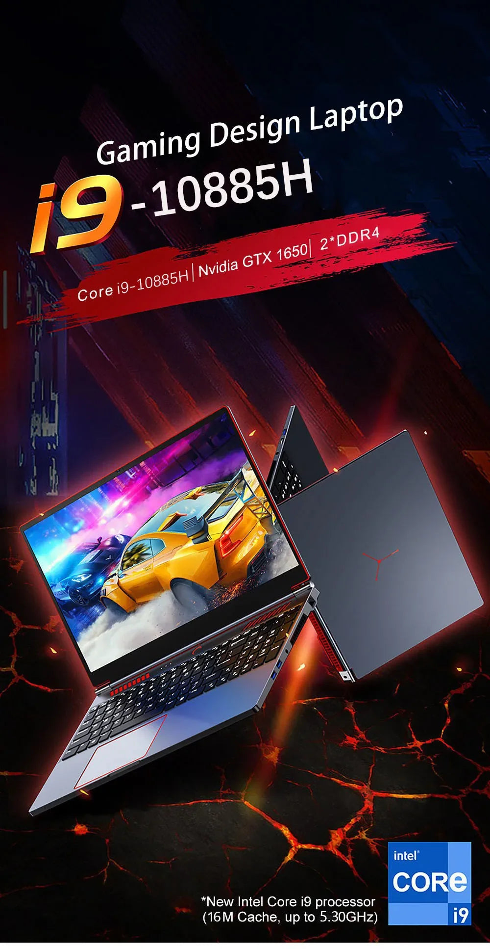 New16.1 Inch 10th Gaming Laptop Intel Core I9-10880H I I7-10880H Nvidia GTX 1650 4G Windows 10/11 Gaming Laptop Metal Ultrabook