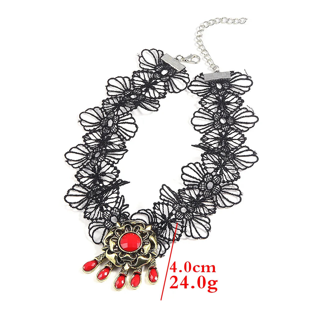 Residents Evils 8 Village Cosplay Necklaces Lady Dimitrescu's Daughter Daniela Bela Lace Flowers Collar Choker Halloween Jewelry