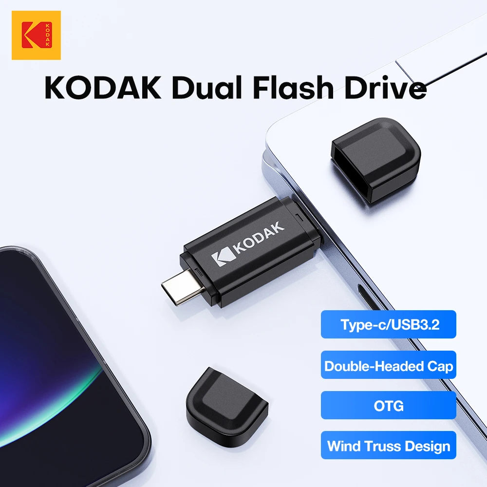 KODAK USB 3.2 Type-C Flash Drive 128GB 64GB USB3.2 Gen 1 OTG High Speed Pen Drive Memory Stick Pendrive for Phone Computer