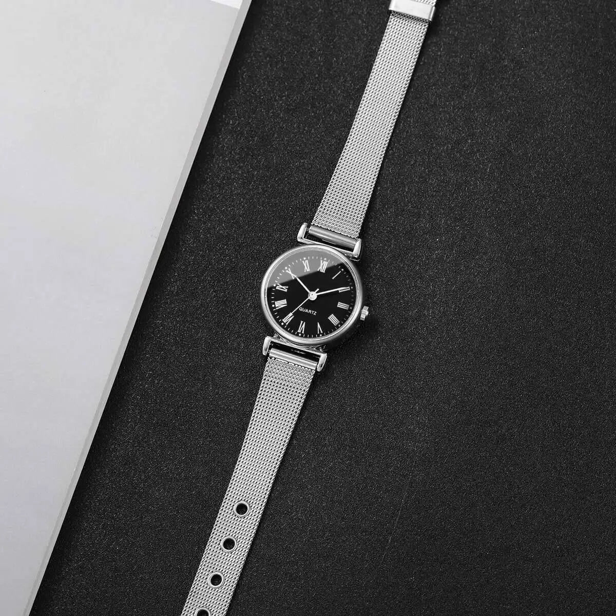 1/2PCS Fashion Women Watches Casual Roma Dial Mesh Band Quartz Wristwatch Reloj Mujer（Without Box）