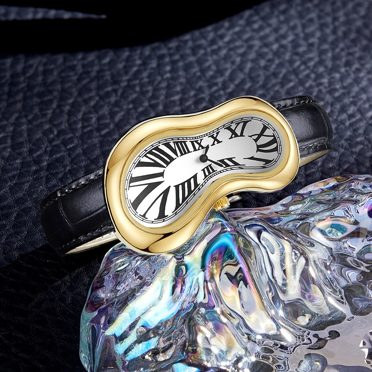 2025 new irregular shaped watch melting twisted shape y2k fashionable retro niche men's watch ins style quartz watch