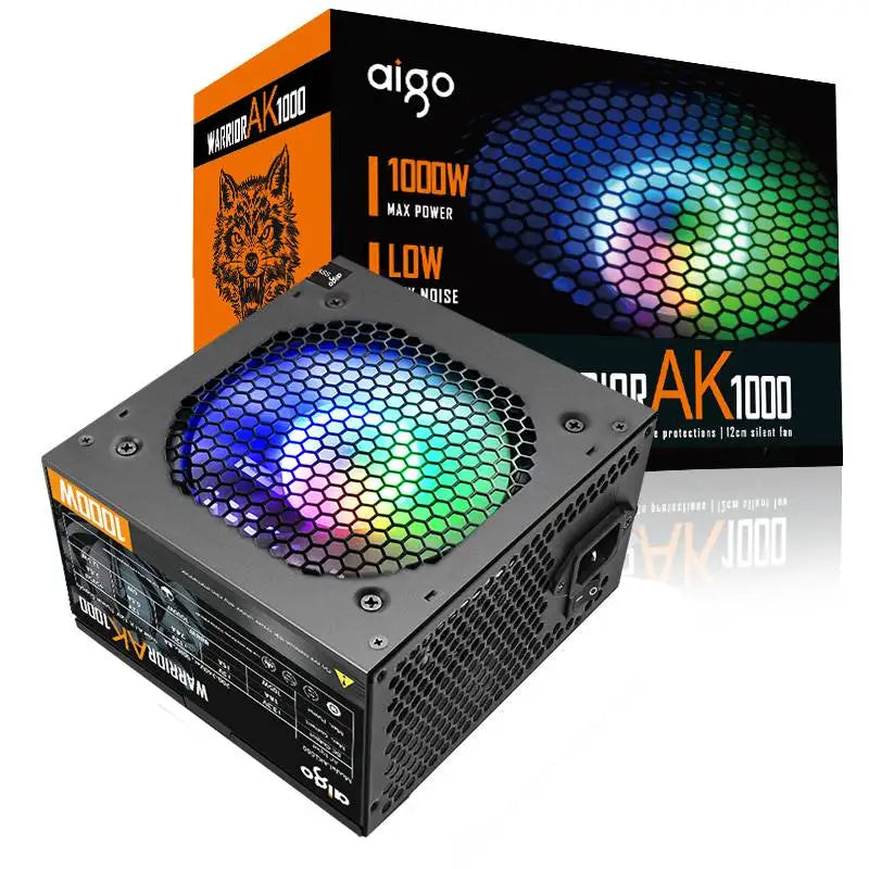 Aigo AK 500W 600W 700W PC PSU Power Supply Unit Gaming Quiet 120mm RGB Fan 220V ATX Desktop computer Power Supply for 7800x3d