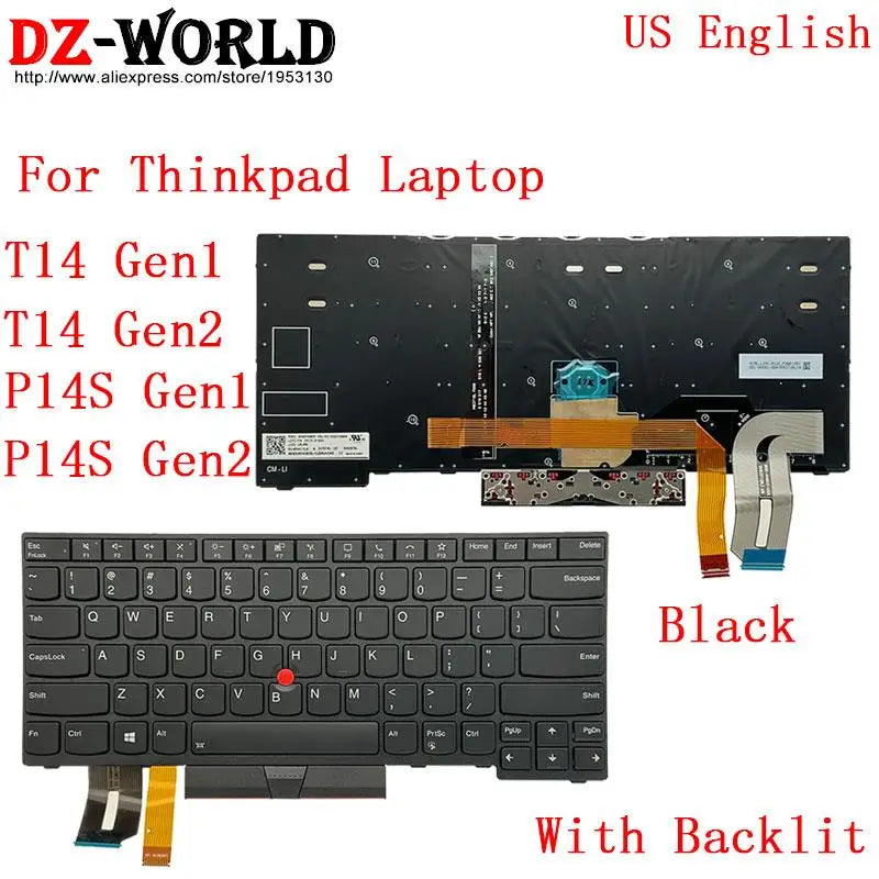 Backlit Keyboard for Lenovo Thinkpad T14 P14s Gen1 Gen2 Laptop US UK DE GR LAS BR 5N20V43904 5N20X68869 5N20V43915 5N20V43764