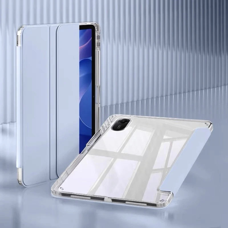 For Xiaomi Redmi Pad 2 2025 Case 11 inch with Pencil Holder Tri-Folding Clear Soft TPU Back Tablet for Redmi Pad 2 2025 Cover