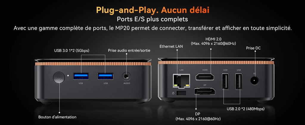 Blackview Mini PC MP20 Intel Twin Lake N150 Desktop Computer up to 3.6GHz 16GB DDR4 512GB SSD Wifi6 4 Cores 4 Threads Windows 11 Pro