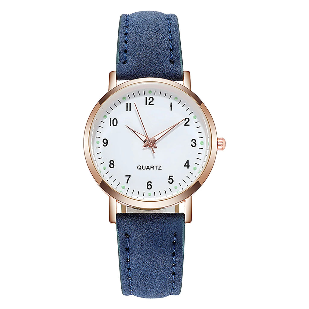 Women'S Simple Quartz Wristwatch Leather Strap Circular Arabic Numeral Dial Elegant Ladies Wristwatch Ladies Watch Gift