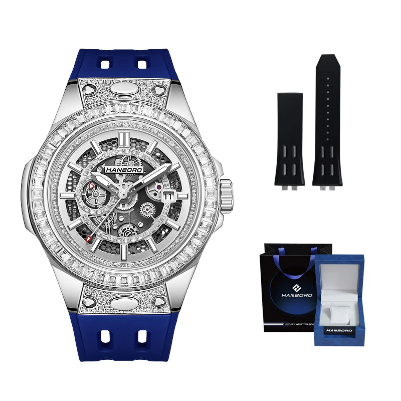 HANBORO super Bang Collection Fashion Light Luxury Quick Release Replaceable Strap Men's Automatic Mechanical Watch