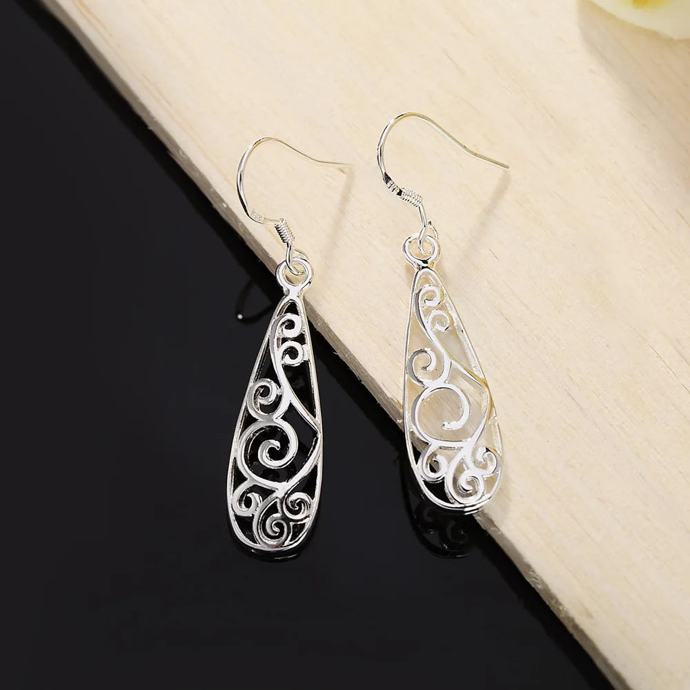 Charms 925 Sterling Silver Pretty drop shape Earrings for Women Christmas Gifts fashion wedding party noble Jewelry
