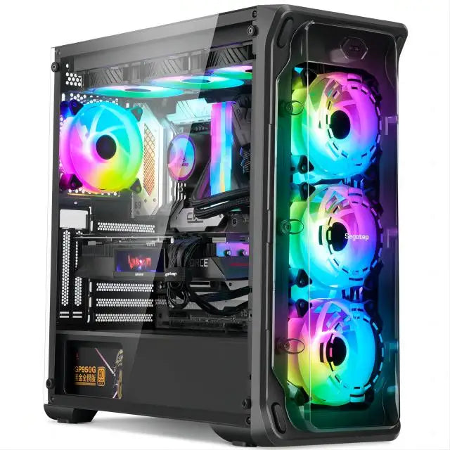 AOTESIER Gaming PC core i7 CPU With 16G RAM 256G SSD HD4600 ATX/ITX/M-ATX full view side panel Temper Glass Front pc gamer