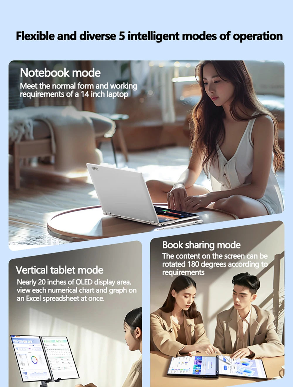 Laptop 14 inch dual touch screen Intel Celeron N5805 8GB RAM 2TB SSD, 4700mAh high-definition camera 1920 * 1200 portable
