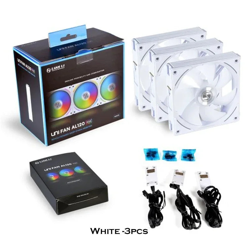 Lian Li UNI Fan AL120 ARGB Cableless Fan Support L-Connect 3 PWM Silent Low Noise High RPM MB SYNC Control Triple Pack