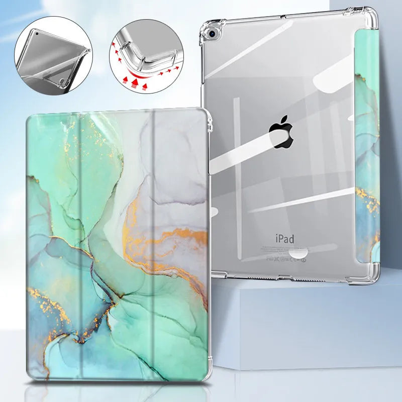 For iPad 11 2021/2020/9.7 5/6th case 10.2 9th 7th/8th Marble Leather Smart Cover for iPad2 Air 1/2 Mini 1/2/3/4/5/6 pro10.5 case