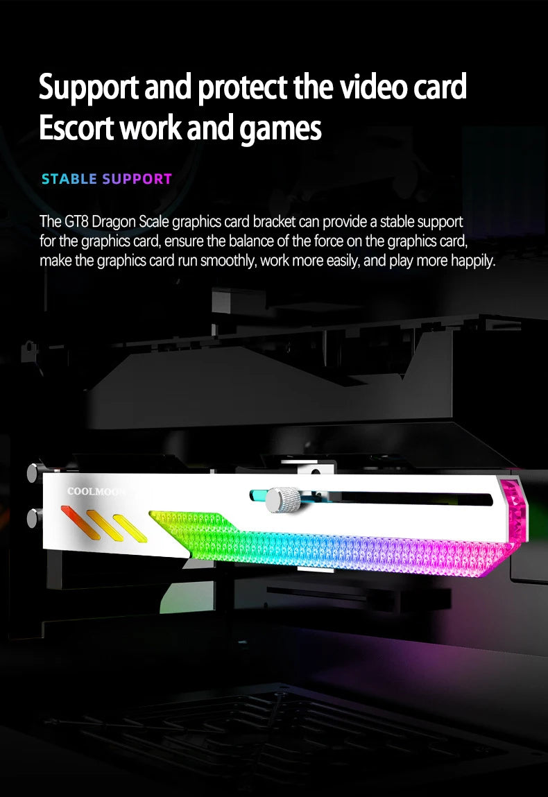 GT8 Dragon Scale Horizontal Mounted Graphics Card Bracket ARGB Desktop Computer Fixed Graphics Card Companion Support Bracket