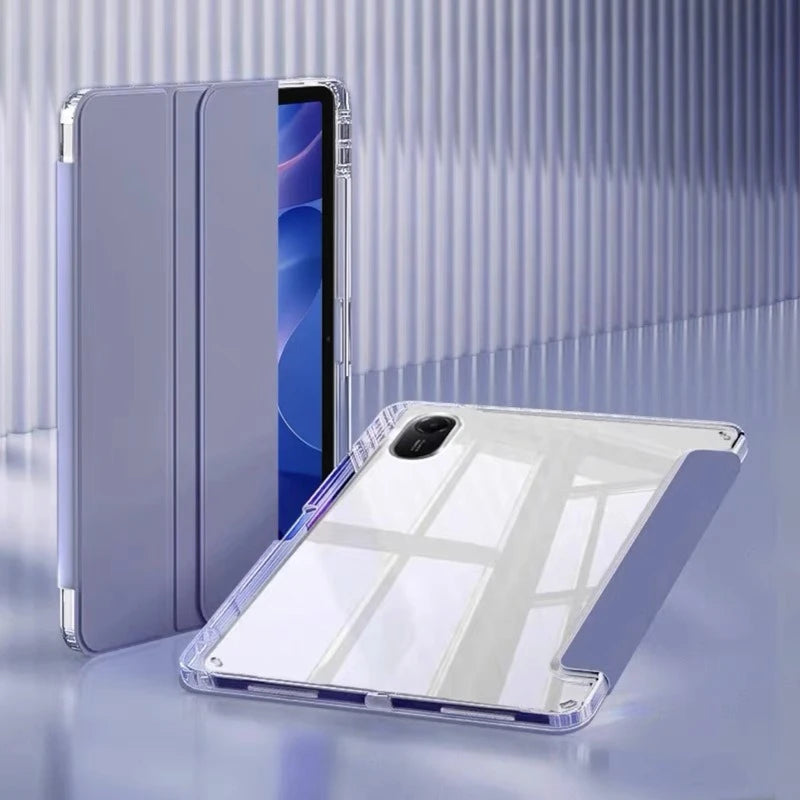 For Xiaomi Redmi Pad 2 2025 Case 11 inch with Pencil Holder Tri-Folding Clear Soft TPU Back Tablet for Redmi Pad 2 2025 Cover