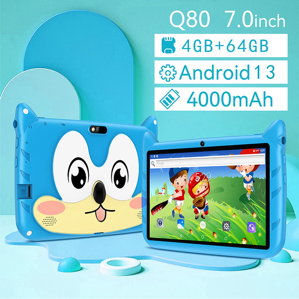 New 7" Kids Tablet with Cartoon Pattern Quad Core 4GB+64GB ROM Bluetooth 5G WiFi Learning Education Game Children's Gift