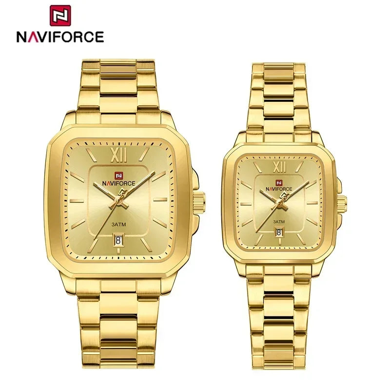 NAVIFORCE Couple Watch Luxury Brand Waterproof Quartz Watch Fashion Simple Calendar Date Stainless Watch Women Men Lover's Gift