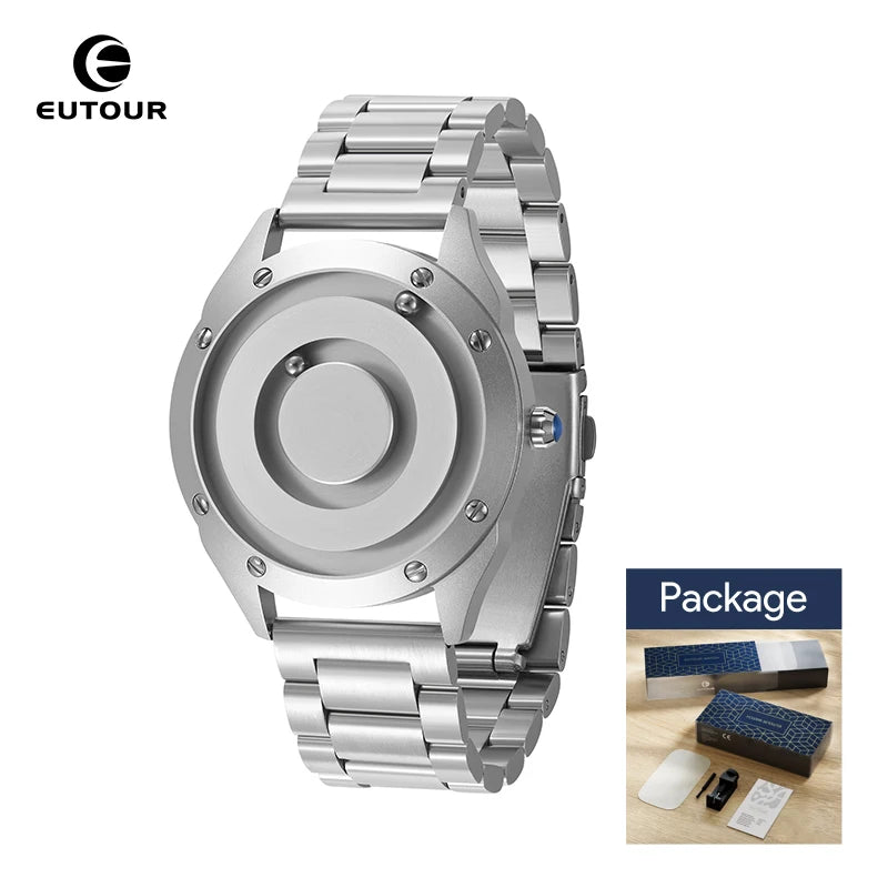 EUTOUR 2025 Unisex Couple Watch – Magnetic Glassless Ball Design, Stainless Steel Strap, Fashion Quartz Accessory
