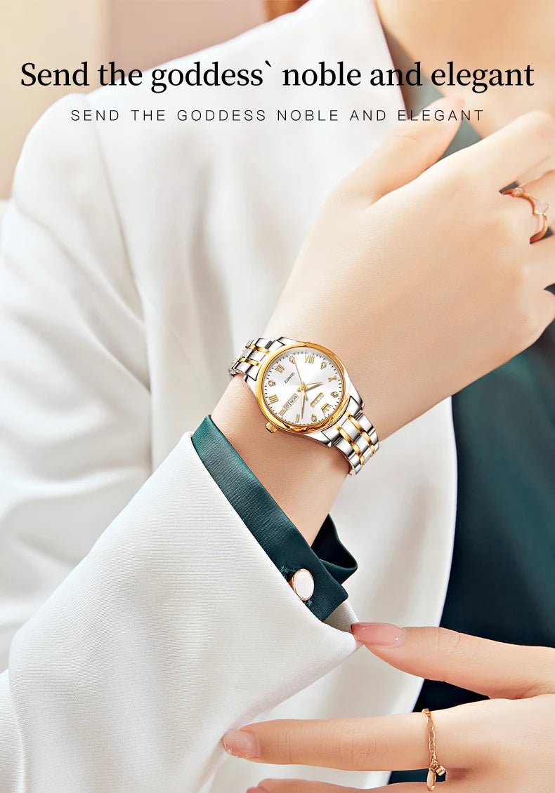 OLEVS 5563 Couple Watch Original Luxury Quartz Wristwatch for Men and Women Elegant Fashion Dual Calendar Waterproof Hand Clock