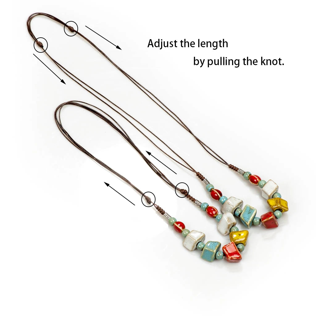 Porcelain Rose Colorful Retro Irregular Shape Ceramic Beads Gift Neckalce Wholesale Necklaces & Pendants For Women #XN008