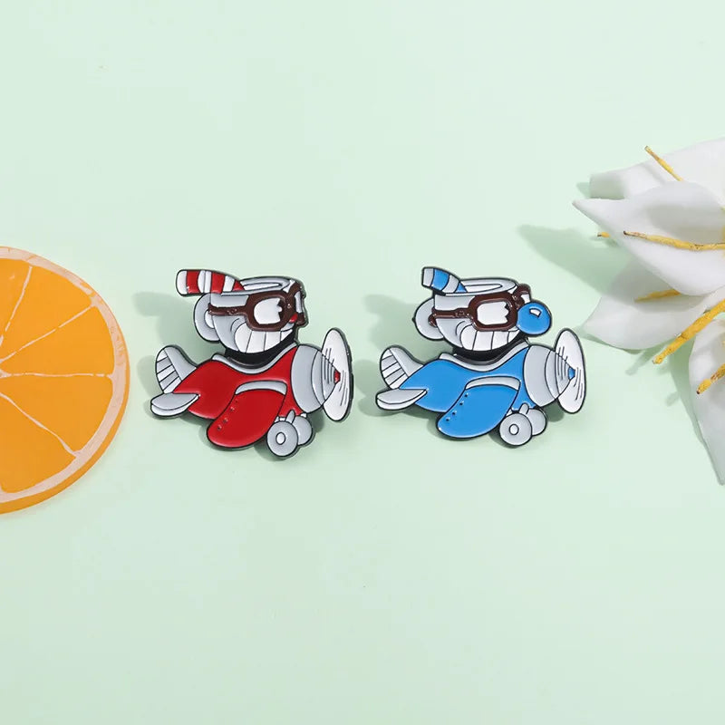 Shooting Game Cup Enamel Pins Creative Cuphead  Fighting Comic Character Lapel Badges Backpack Jewelry Gifts For Friends
