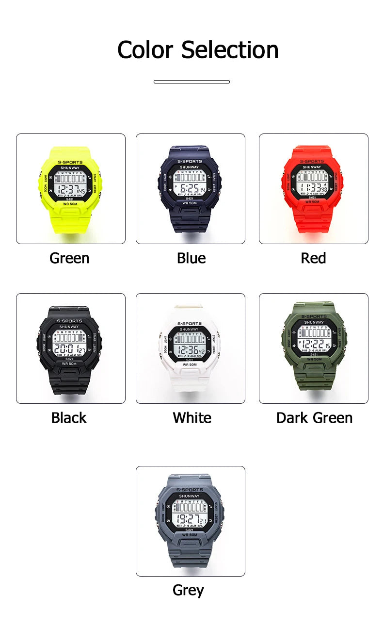 UTHAI Children Boys Girls Student Electronic Watch Macaron Colorful Men and Women Sports Alarm Clock Waterproof Square Watches