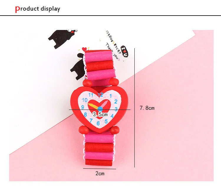 1 Cute Wooden Wristwatches Nice Cartoon Crafts Bracelet Watches Handicrafts Toys for Kids Learning Education Party Favors