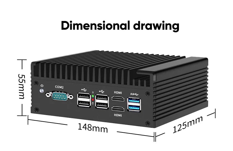 4x i226-V 2.5G Firewall Mini PC 12th Gen Intel i3 N305 N100 Soft Router DDR5 2*COM 2*HDMI Industrial Computer Efficient cooling