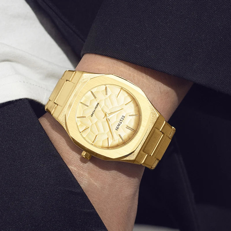 Gold Men Stainless Steel Watches 2025 For Men Quartz Watches Top Brand Luxury Men Wrist Watches High Quality Male Clock Business