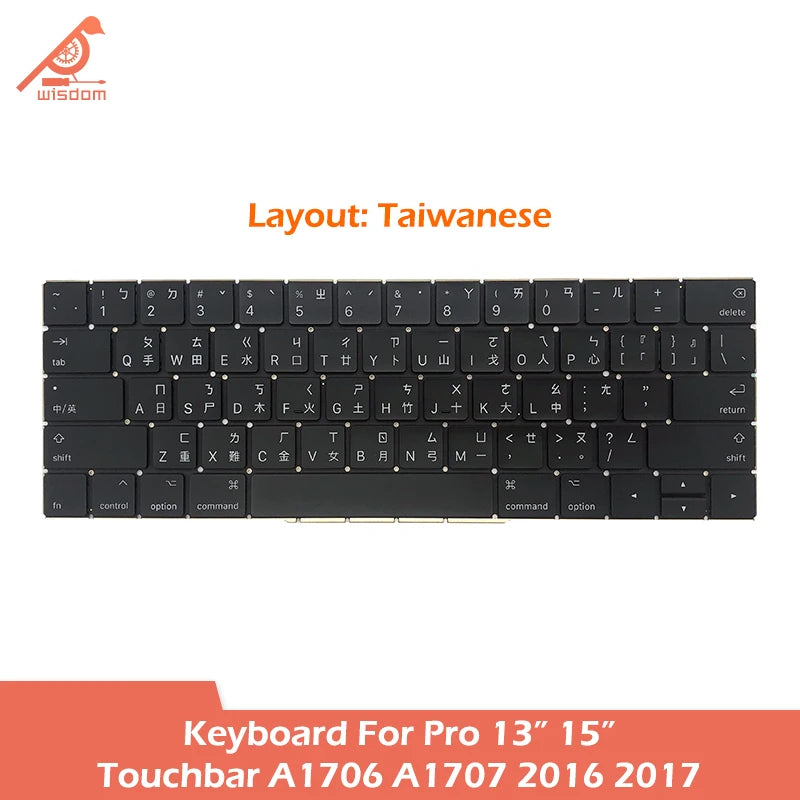 Laptop A1706 A1707 Keyboard For Macbook Pro Retina 13" 15" Touchbar A1706 A1707 Keyboard Replacement 2016 2017