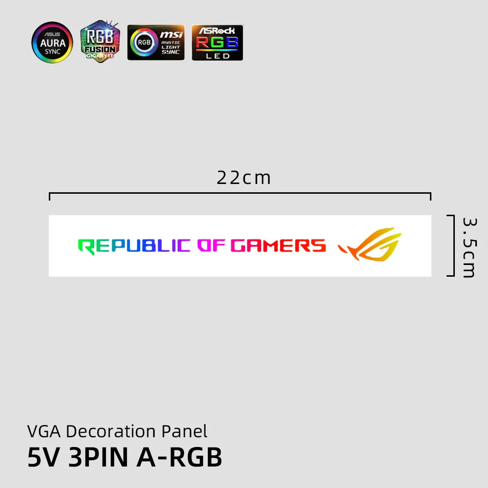 RGB GPU Side Panel Customizable A-RGB VGA Decoration Video Card Cover Customize 5V3PIN/12V4PIN AURA PC MOD PC Case MOD RTX GTX