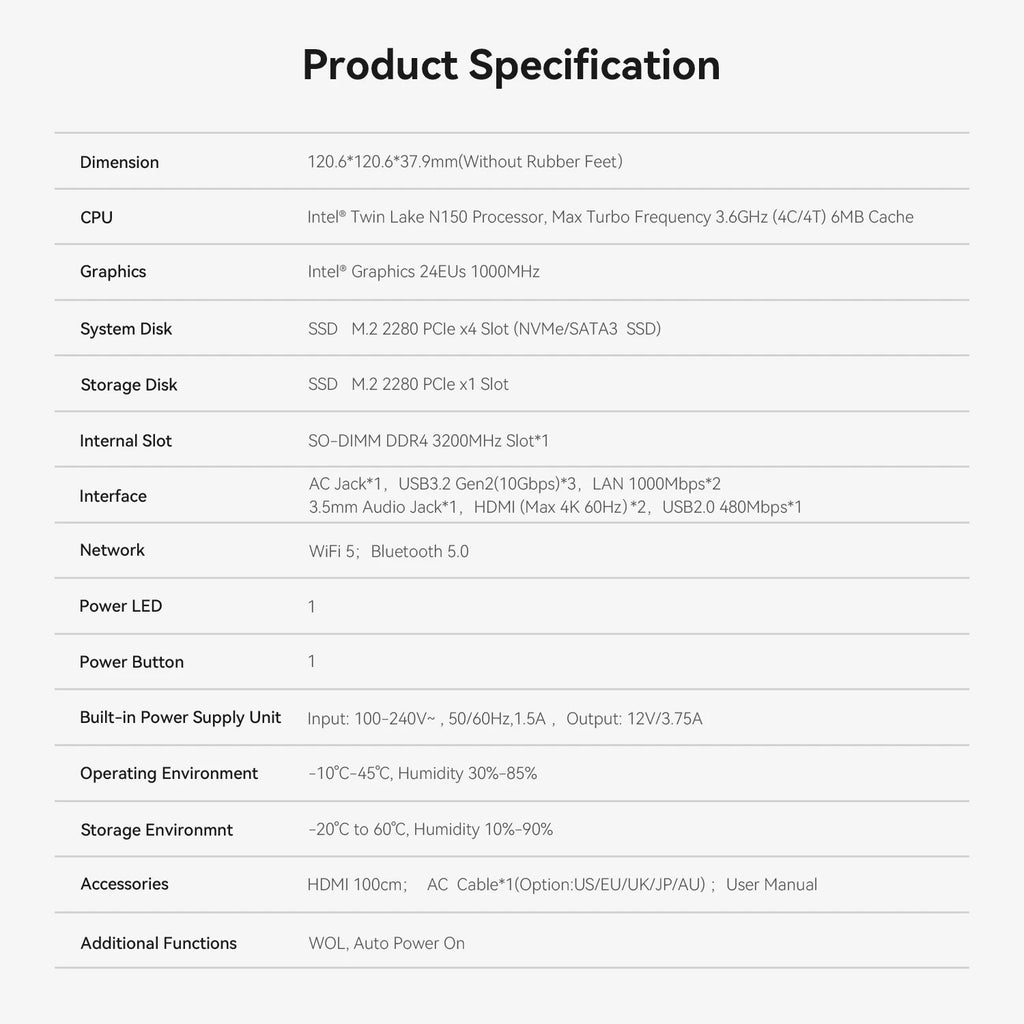 MINI Computer Twin Lake N150 Alder N95 8GB/16GB DDR4 256GB SSD Windows 11 Pro 4K HDMI 2.0 WIN11 NUC HTPC GK mini
