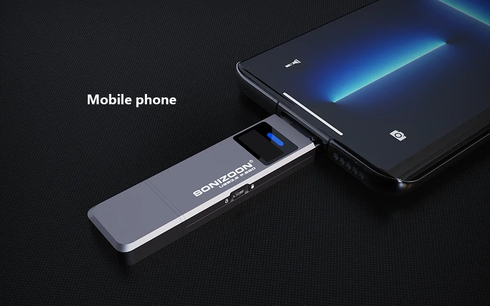 Sonizoon Fingerprint Encryption Portable SSD512/256GBWrite Protection Function Solid State USB Flash Drive TPYEC PenDrive USB3.2