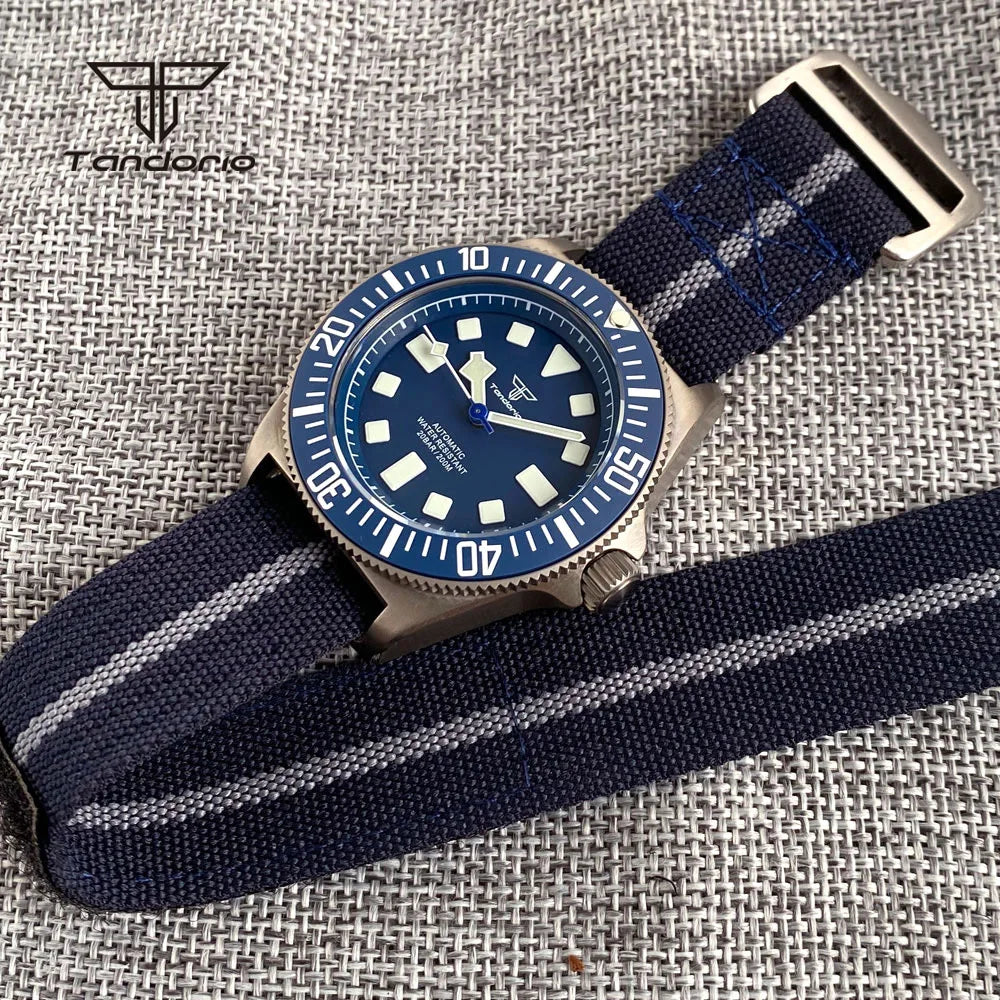 Tandorio Titanium 42mm Dive Mechanical Watch for Men Automatic NH35/PT5000 Movement Sapphire 20BAR Waterproof Wristwatch Lume
