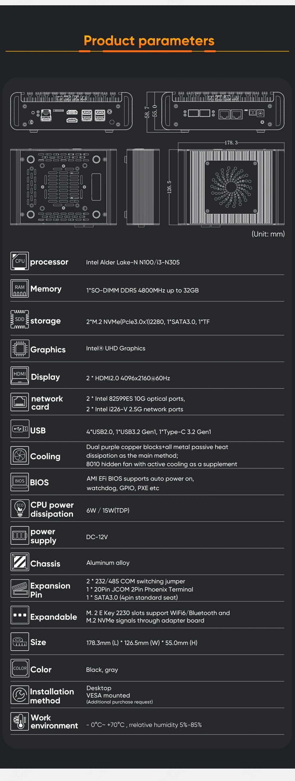 Topton Solid Firewall Router 2x10G SFP+ Intel i3 N305 N100 2xi226-V 2.5G Mini PC 2xNVMe 2xHD DDR5 pfSense Proxmox ESXi AES-NI