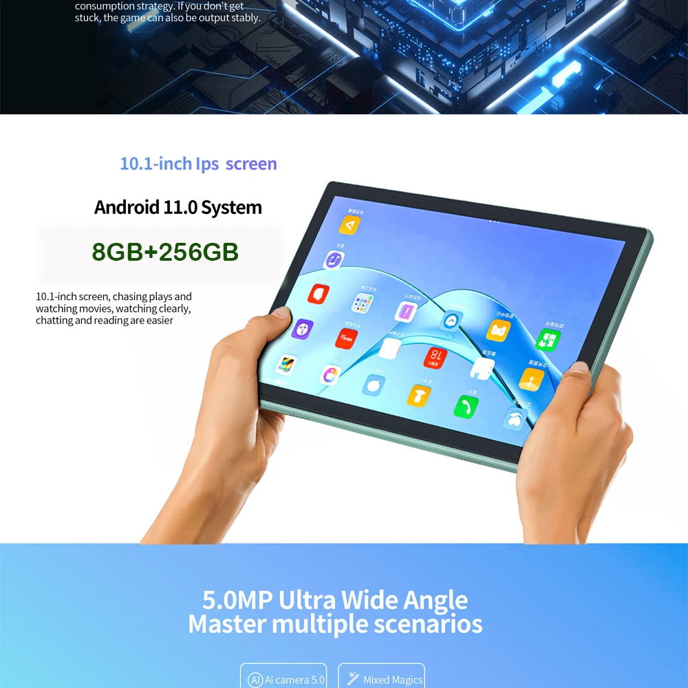 BDF P50 Tablet Pc 10.1 Inch 8GB RAM 256GB ROM Android 11 Octa Core 4G LTE Internet WiFi Global Version