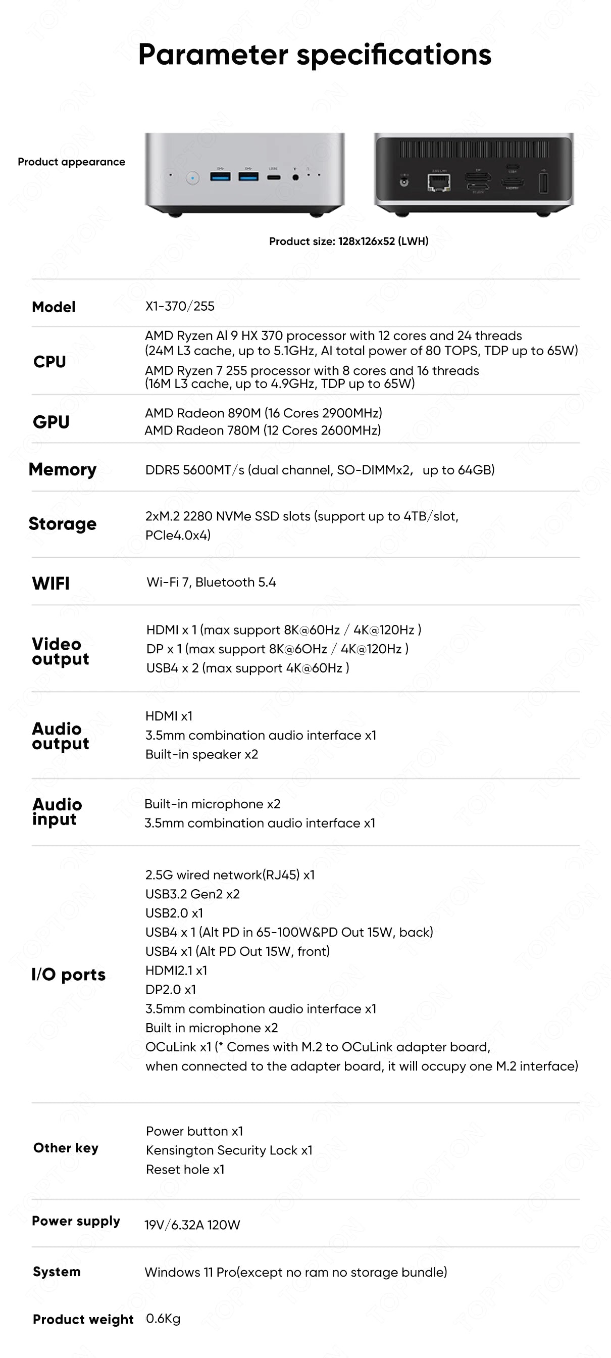 MINISFORUM AI 9 HX 370/R7 255 Mini PC Desktop Computer AMD Radeon 890M Graphics, Copilot Support AI PC Oculink 8K Quad Display