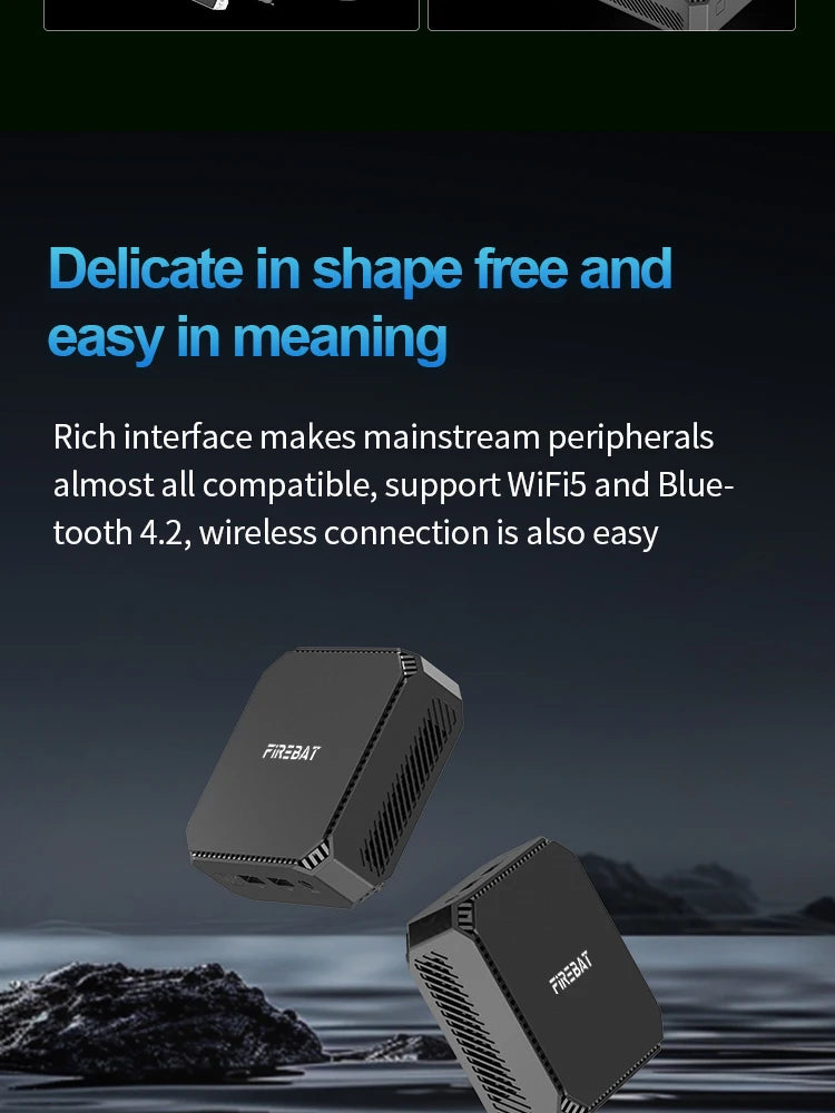 FIREBAT T2 Mini PC Gamer Intel N150 CPU Windows 11 Mini PC Gaming DDR4 16GB RAM 512GB SSD WIFI5 BT4.2 Desktop Computer minipc