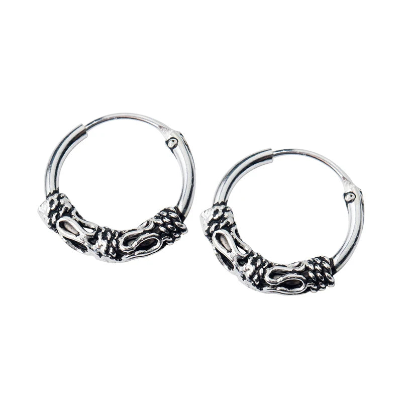 Modian Vintage Pattern Silver Hoop Earrings for Women Trendy Authentic 925 Sterling Silver Hoops Female Mode Bijoux Brincos