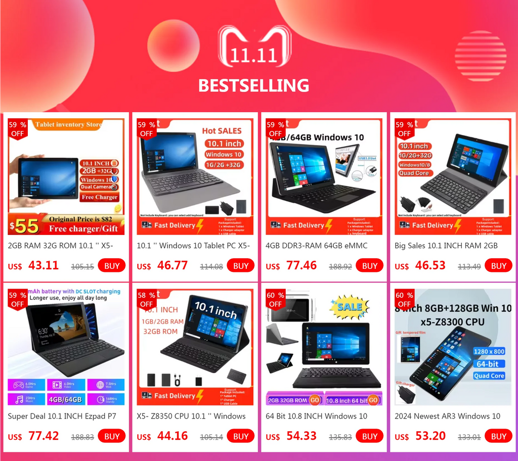 Big Sales 10.1 INCH W102 Windows 10 System Mini Notebook 2GRAM+32GROM Dual Camera  5000mAh WIFI Quad Core