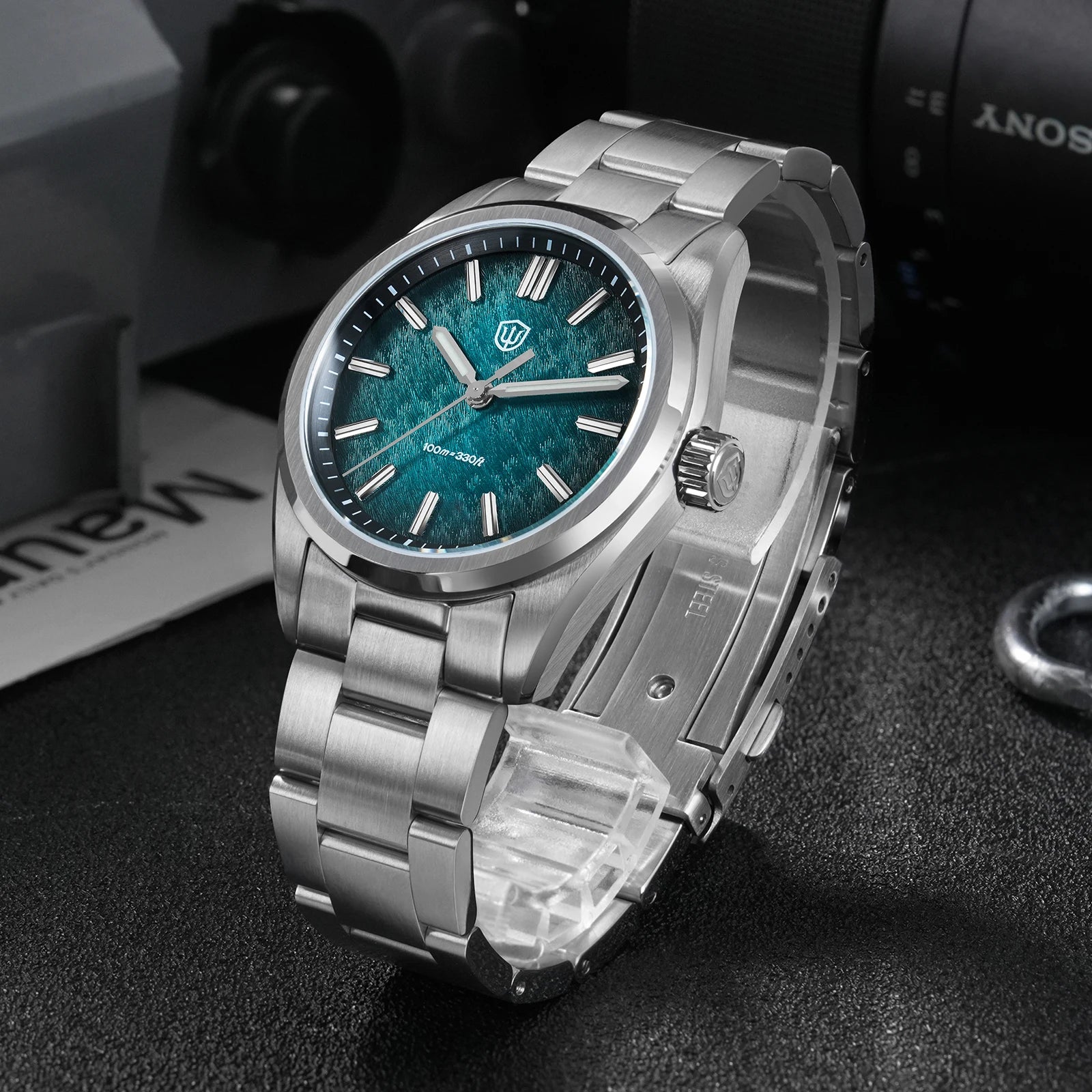 Watchdives WD0003B 36mm Quartz Men Watch VH31 Sweep Seconds Movement Stainless Steel Watches Luminous Waterproof Sapphire