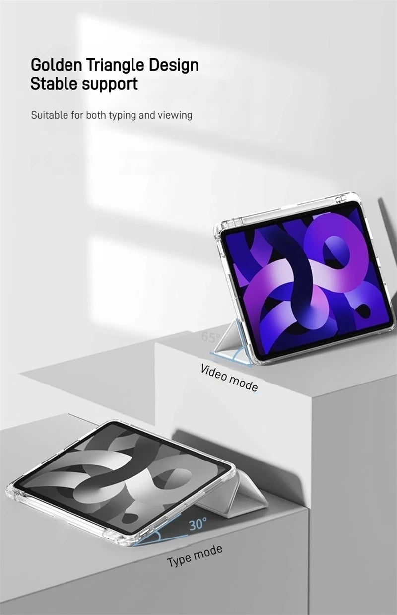 For Xiaomi Redmi Pad 2 2025 Case 11 inch with Pencil Holder Tri-Folding Clear Soft TPU Back Tablet for Redmi Pad 2 2025 Cover