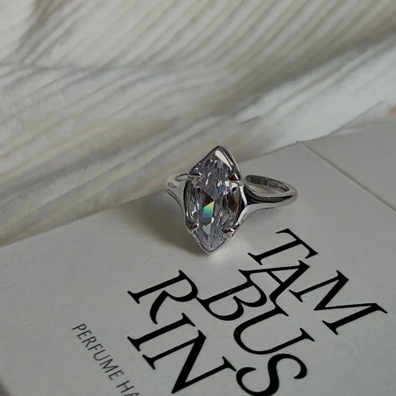 Korean Zircon Geometric Twist Woven Open Ring for Women Girls Fashion Personality Simple Trend Retro Cool Aesthetic Jewelry